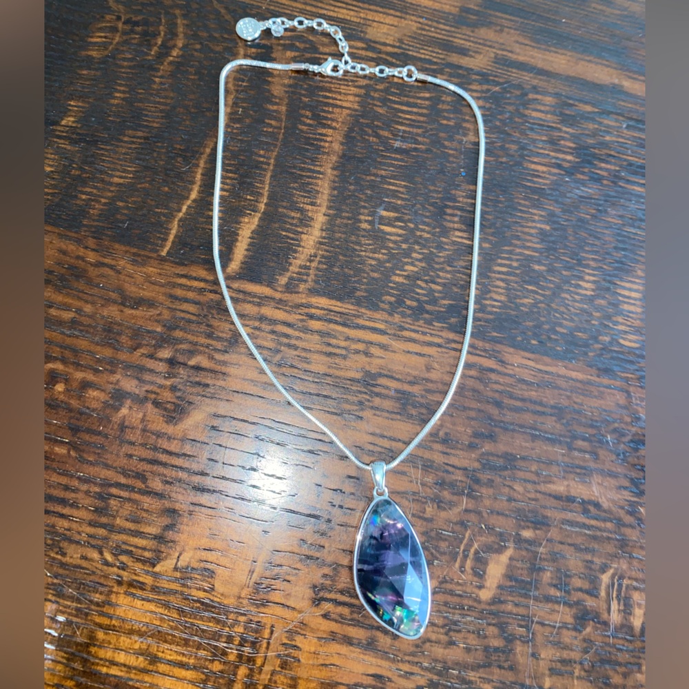 Elegant Silver Necklace with Purple Pendant